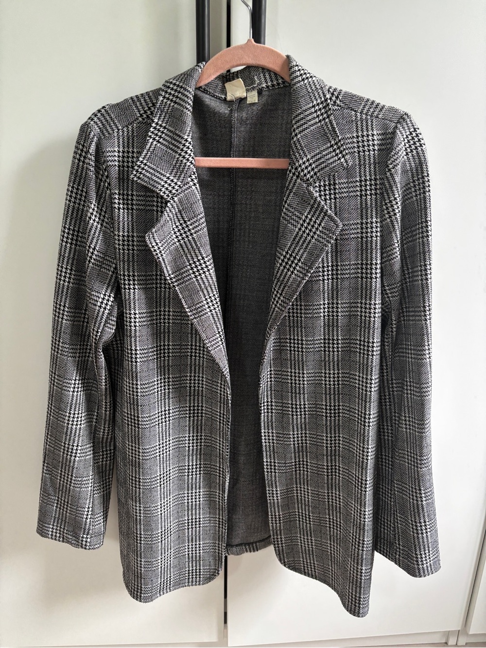 Classic Gray Glen Plaid Open Blazer